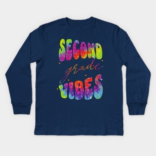 Second Grade Vibes 2nd Grade Retro Back To School Kids Long Sleeve T-Shirt